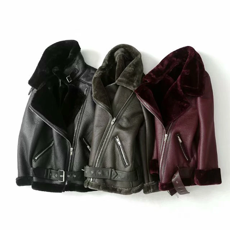 KENNTRICE Vintage Faux Women Leather Jacket Winter Thick Leather Black Coat Women Faux Sheepskin Ladies Jacket1