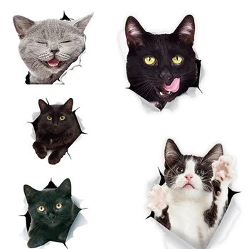 

2019 New Cat Dog 3D Wall Sticker Bathroom Toilet Kids Room Decoration Wall Decals Sticker Refrigerator Waterproof Poster