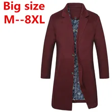 Plus size 9xl 8XL 7XL 6XL 5XL 4XL British Slim double breasted mens long trench coat Europe trenchcoat jacket male coat trench