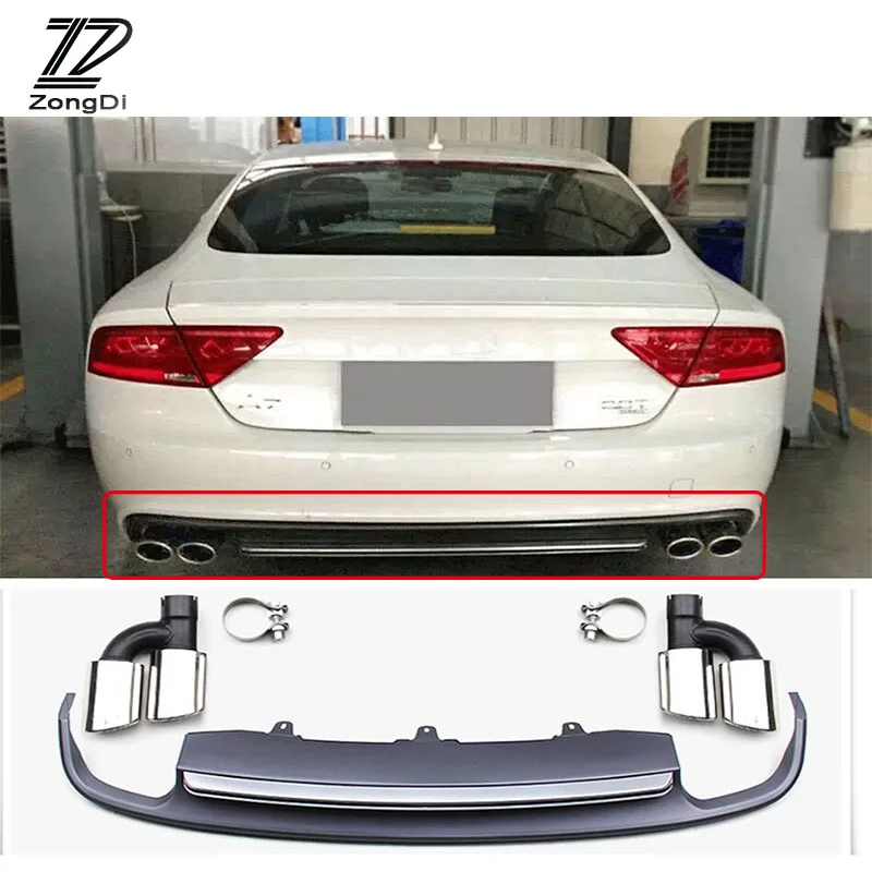 Special Offers ZD 1 Set Voor Audi A7 Standaard Hatchback 2012 2013 2014 2015 Auto Uitlaatpijp Tips Met Achterbumper Diffuser spoiler accessoires Special Offers ZD 1 Set Voor Audi A7 Standaard Hatchback 2012 2013 2014 2015 Auto Uitlaatpijp Tips Met Achterbumper Diffuser spoiler accessoires