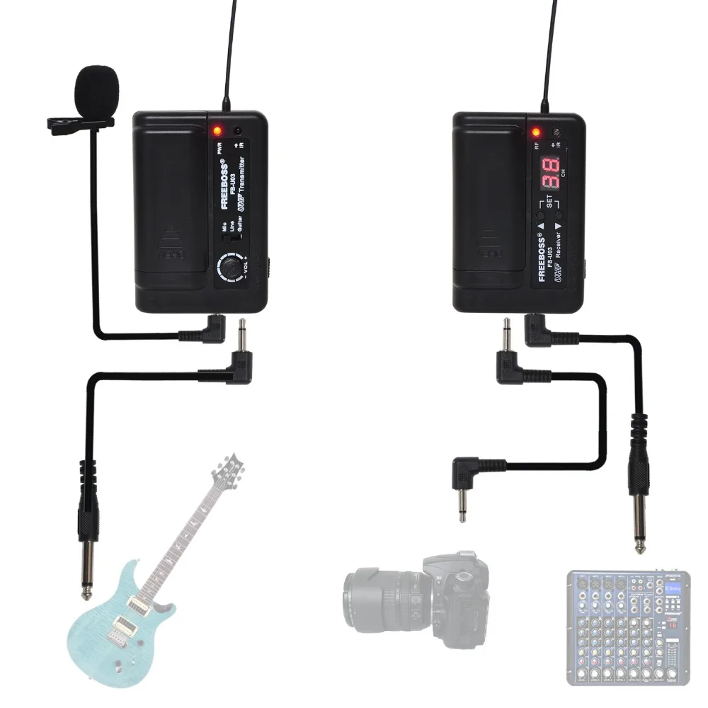 FREEBOSS FB U03 2 1 Way 100 channel Bodypack передатчик для камеры гитары беспроводной микрофон