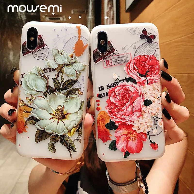 CAPAME Case For iPhone 5S SE Soft Silicone Phone Cases 6 6S 7 8 Plus X XS MAX XR On Apple Flower |