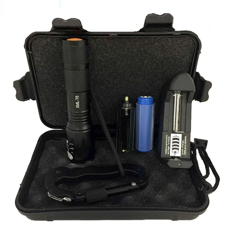 

Portable 8000LM Tactical T6 LED Flashlight 5 Modes Torch for Hiking Camping Free 5 in 1 Carabiner Tool