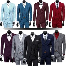 Мужские 3 предмета классический набор жилет вечернее Рабочая куртка жениха свадебное платье костюм(куртка+ Штаны+ жилет