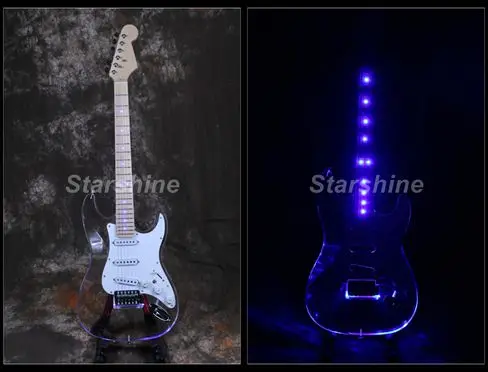 

Starshine Electric Guitar DK-LD87 Acrylic Body Crystal Guitar Blue LED Light Guitar Frets Light Guitar