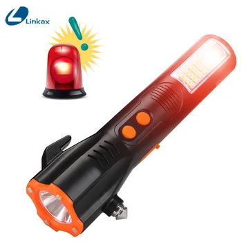 

LED Multi-function Emergency Tool Flashlight With Magnet 18650 Battery Warning sound USB Rechargeable Flashlight