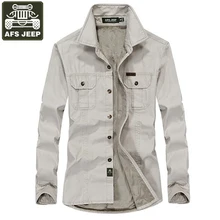 AFS JEEP, брендовая мужская флисовая рубашка, плотные теплые мужские рубашки, Военная рубашка, чистый хлопок, большой размер, M-6XL, Camisa Masculina Homme