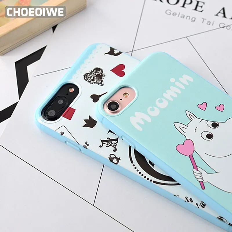 

CHOEOIWE i6 6s Cute Hippo Pattern Cases for iPhone 8 6 6S Plus 7 Plus 7Plus Case Soft TPU Silicon Phone Shell Back Cover Capa