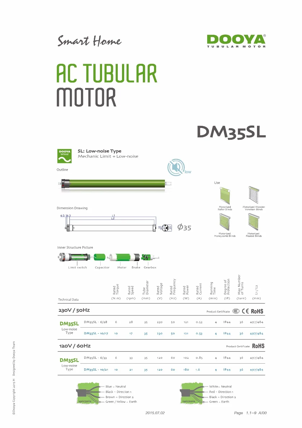 Dooya трубчатый двигатель DM35S DM35SL малошумная версия DM35B с одним каналом/15 каналов, 50 мм трубка для рольставни