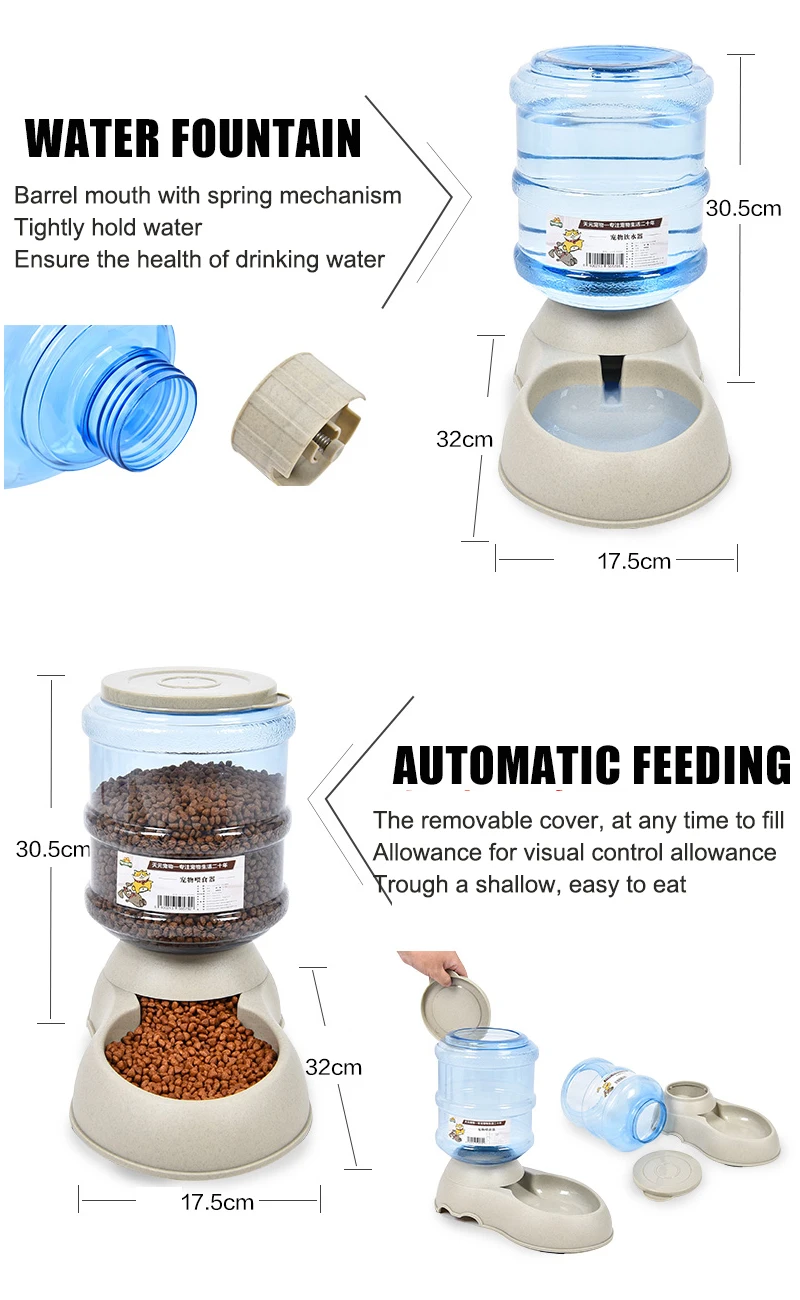 3.5L большой автоматический подачи домашних животных питьевой фонтан для товары кошек собак окружающей среды пластик собака еда чаша