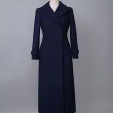 Женское шерстяное пальто X-Long, Осень-зима, Женское пальто с отложным воротником, модное приталенное шерстяное пальто размера плюс 2XL