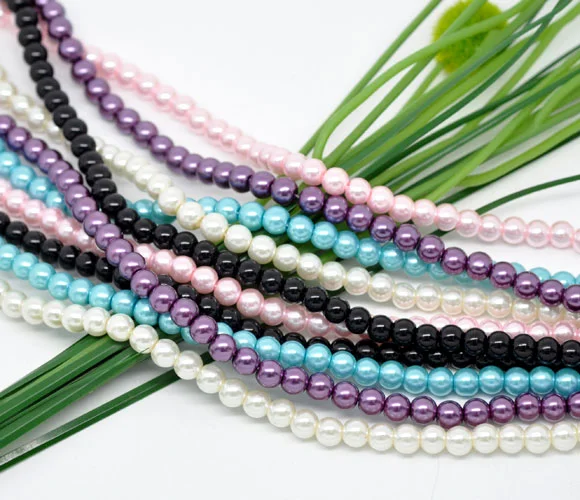 DoreenBeads 5 нитей Смешанные Круглые Стеклянные Бусины из искусственного жемчуга 6 мм