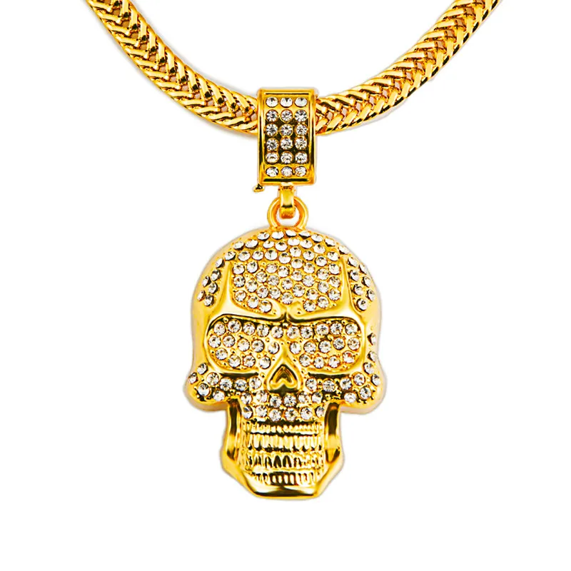 Wholesale Steampunk rock bling chain hip hop Skull and crossbones