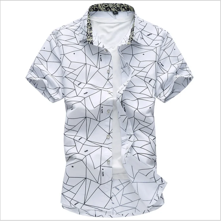 

Men'S Summer Casual Plaid Printed Cotton Shirt High Quality Casual Fashion Trend Men'S Simple Comfort Short Sleeve Shirt