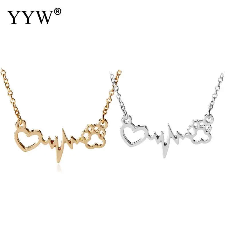 Модные Симпатичные животные Сеть Цепочки и ожерелья Chic животные Собаки отпечаток лапы сердце любовный ожерелье Винтаж украшения для Для