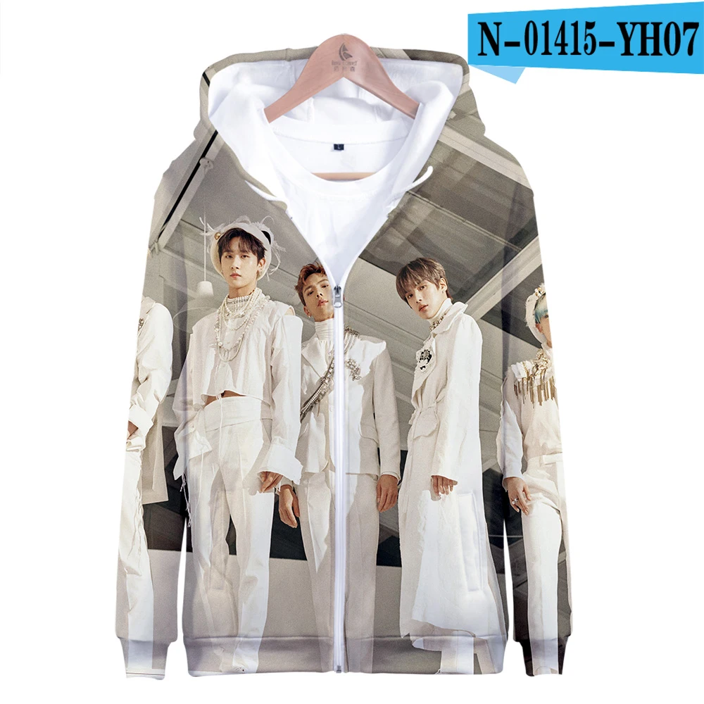 VAGROVSY Kpop Monsta X 3D толстовки на молнии для женщин и мужчин модные толстовки с длинными рукавами Harajuku Monsta X Kpop спортивный костюм - Цвет: 1