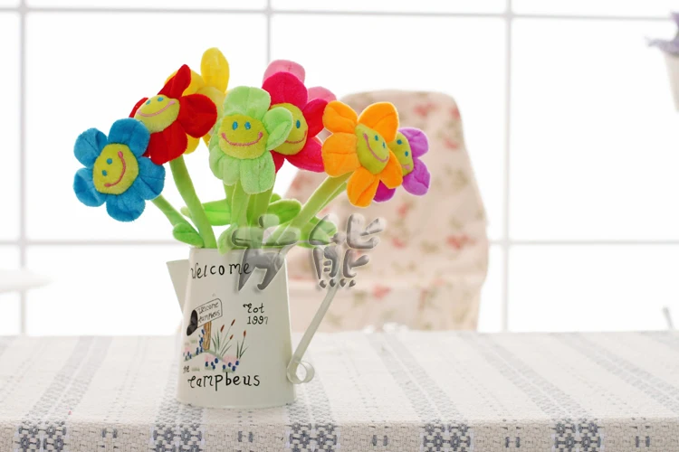 20pieces cute beautiful sunflower toy muticolour flowers lovely plush flowers about 30cm