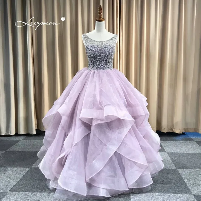 Purple Ruffle Prom Dress