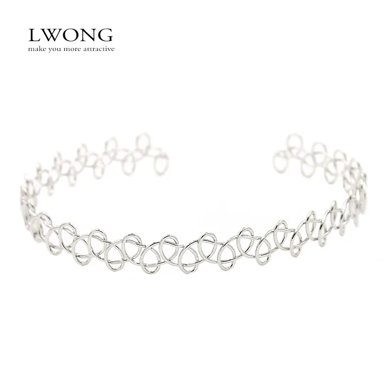 Warna Emas Logam Tato Chokers Kalung 