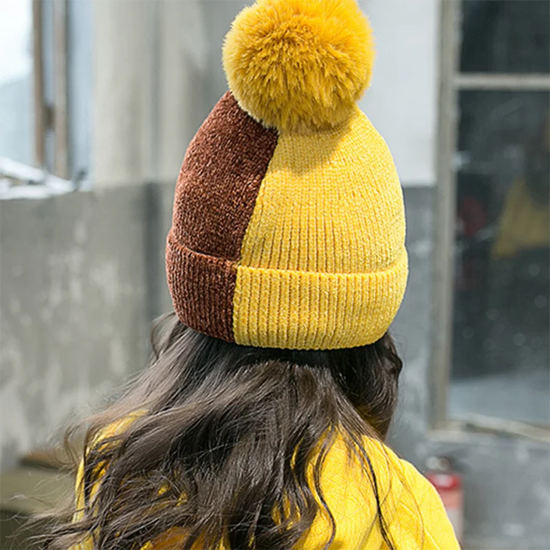 Милая детская шапка для малышей, шапка для девочек, детские шапки, зимняя теплая вязаная шапка для младенцев, плотная цветная шапка s