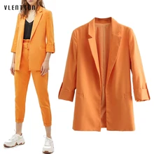 2019 Chic Pink Women Jacket Blazer Solid Notched Collar Pockets Office Ladies Blazers Wear Coat Female Slim Outerwear Tops