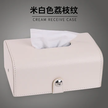 

Fashion Creative Car Leather Tissue Box Car Paper Box Hanging Armrest Box Chair Back Car Straps Paper Box Car Custom 3DZJy09