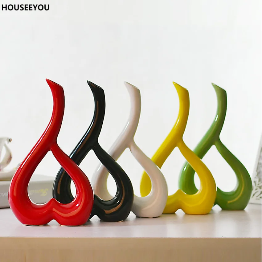 

Modern Decorative Ceramic Vases Home Decor Fashion Heart Shaped Flowers Vase Dining Living Room Bedroom Ornaments Wedding Gifts
