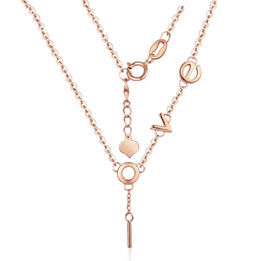 0 : Buy Hot Sale Real AU750 Rose Gold Chain Great Love Letter Charm O Link Necklace ...