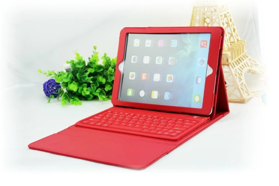 Беспроводной Bluetooth клавиатура Тонкий силиконовый искусственная кожа флип чехол для iPad 5/6/air 2/Pro 9.7 "Чехол
