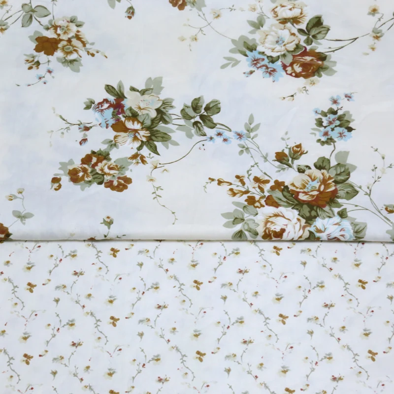 Хлопок саржевая ткань пасторальная ткань из Некрашеной шерсти коричневый цветочный принт для DIY детский матрас, домашний текстиль платье ручная вышивка