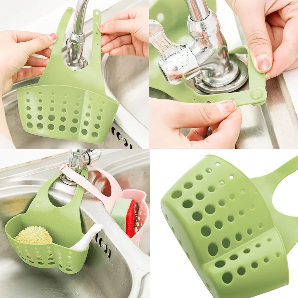 Kitchen Sink Sponge Holder Draining Rack Sink Kitchen Hanging Drain Storage Tools Storage Shelf Sink Holder Drain Basket