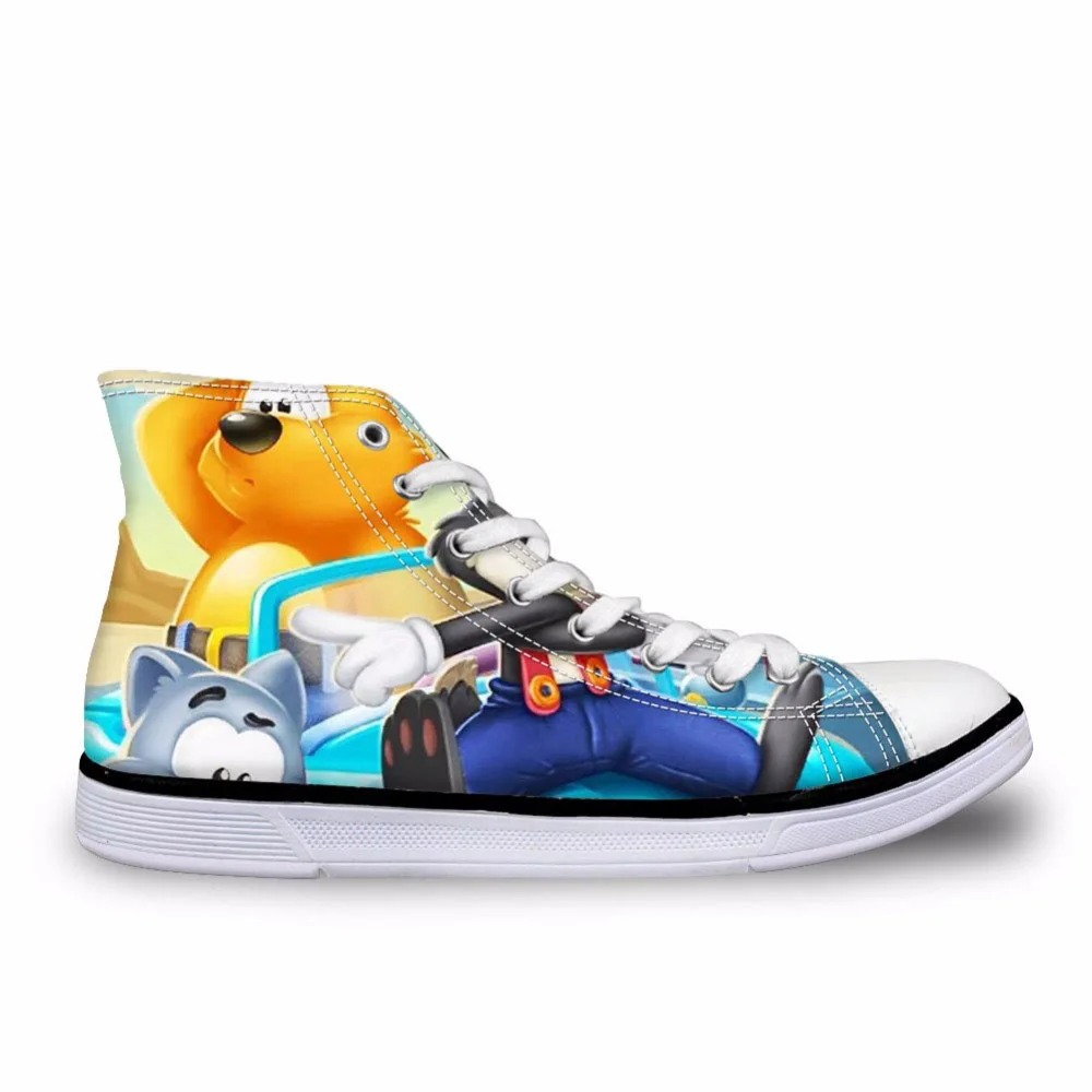 3D Toon Blast Prints High Top Leisure Canvas Shoes for Women Fashion Spring Vintage High-top Vulcanize Shoes Woman Blasting Gun