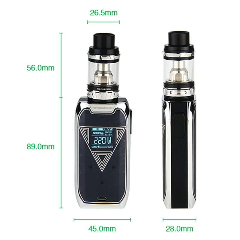 Vaporesso Revenger GO Kit 0 96 &quotOLED сенсорная кнопка с 220 Вт 5000 мАч распылитель NRG 5 мл бак