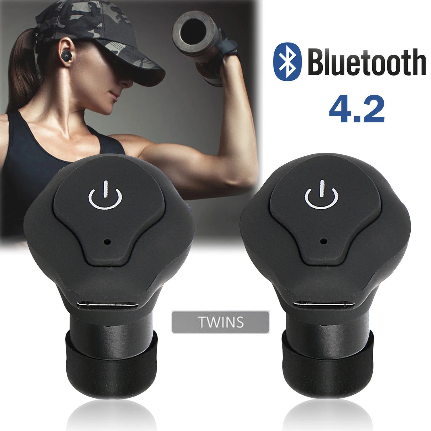 Bluetooth Headphones Mini Wireless Earbuds Sports Bass Earphone with Mic True Bass Twins Stereo In-Ear Earphone For Phone
