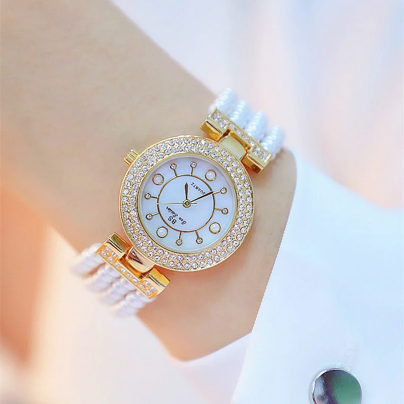 

Pearl Bracelet Women Watches Luxury Diamond Quartz Ladies Gold Watch Stainless Steel Clock Dress Watch women relogio feminino