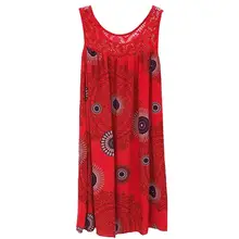 Loose Sleeveless Mini Dress Women New Fashion Lace Stitching Print Summer Dress O Neck Hollow Out Beach Short Dress S-5XL chic women s organza print jewel neck sleeveless dress