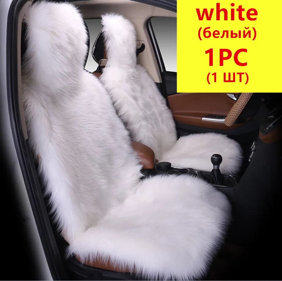 Natural Fur Sheepskin Car Seat Covers, Universal Wool Car Seat Cushion,Winter Warm Car Front Seat Cover SWSC02 - Название цвета: 1PCS