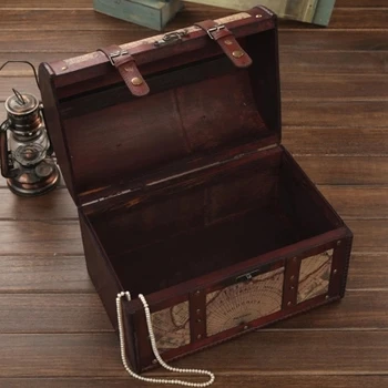 

Pirate theme escape room treasure box chest stash props Map design vintage treasure house tool