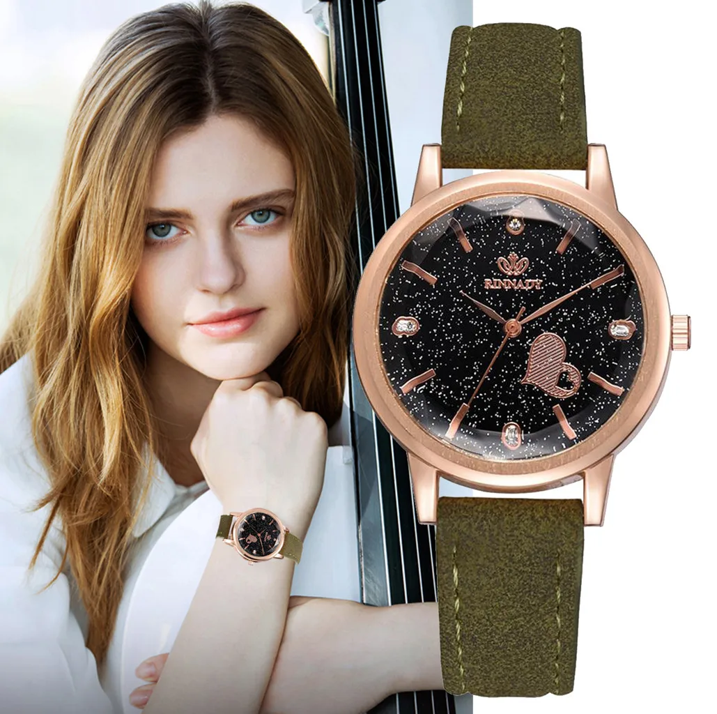 

Susenstone Luxury Temperament Lady Irregular Mirror Leather Belt Watch Analog Quartz Watch Wristwatch Clock Gift Female watch@2