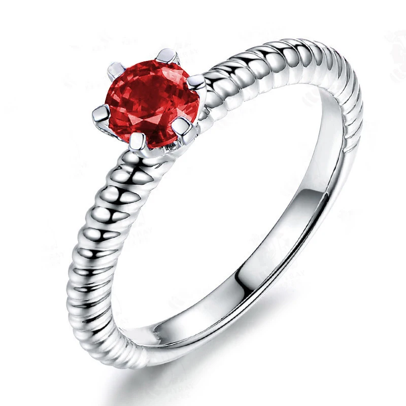 QYI Стерлинговое Серебро 925 пробы имитация рубина скрученные кольца 0.8ct круглая