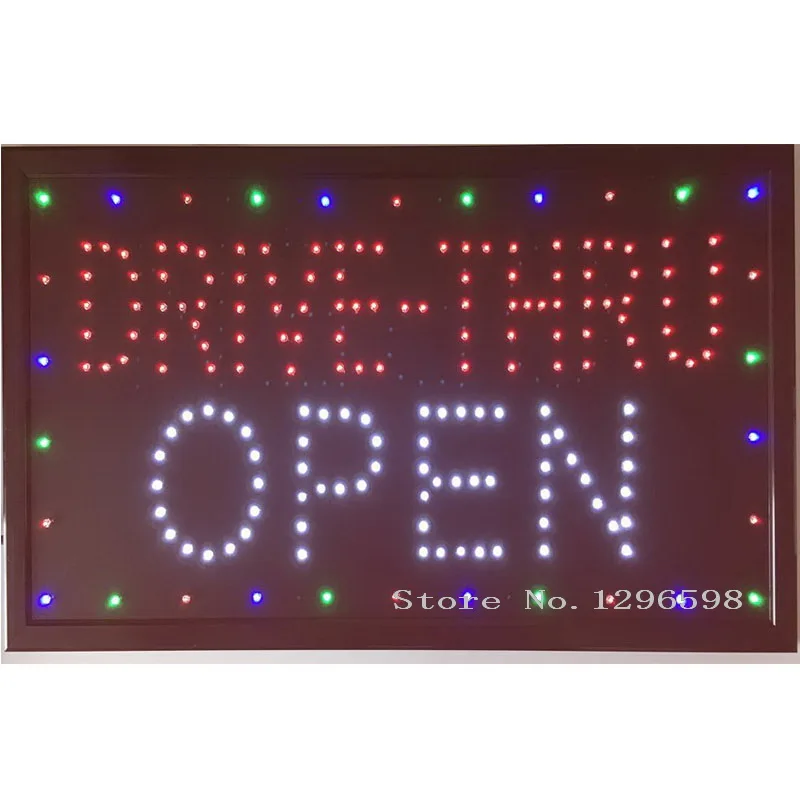 

Bright Animated DRIVE THRU lane fast food 24x13" LED Light Open Sign On Off switch neon Display