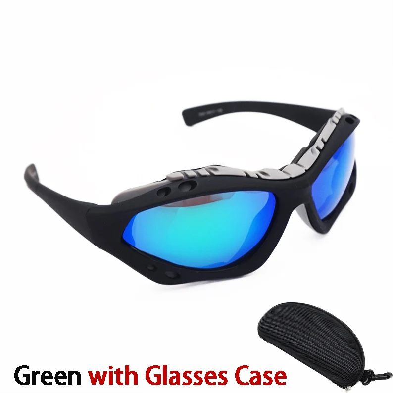 Профессиональные лыжные очки, очки для сноуборда, лыжные очки, уличные спортивные солнцезащитные очки, HD противотуманные очки для верховой езды, UV400 - Цвет: Green with Case