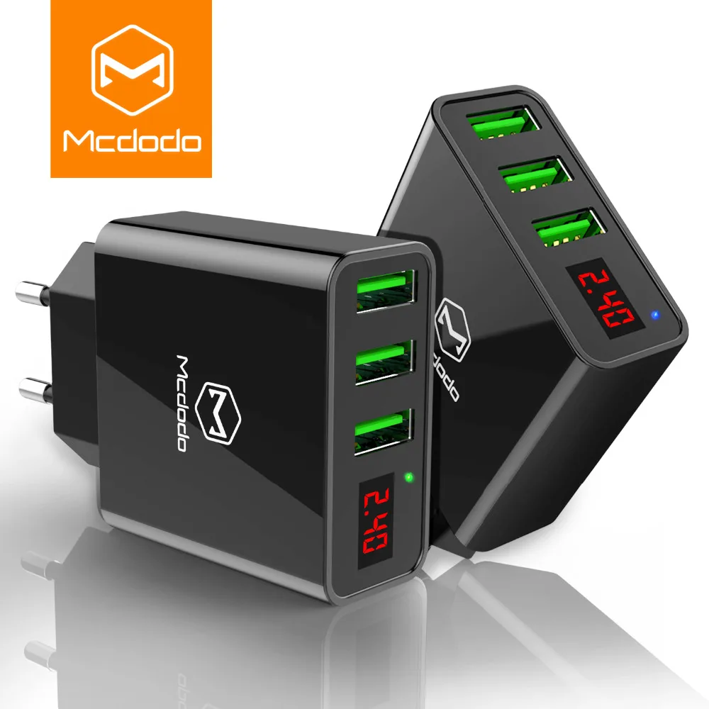 MCDODO 15 Вт светодиодный дисплей 3 USB зарядное устройство для мобильного телефона для iPhone samsung портативный универсальный Быстрая зарядка USB настенный адаптер для путешествий EU