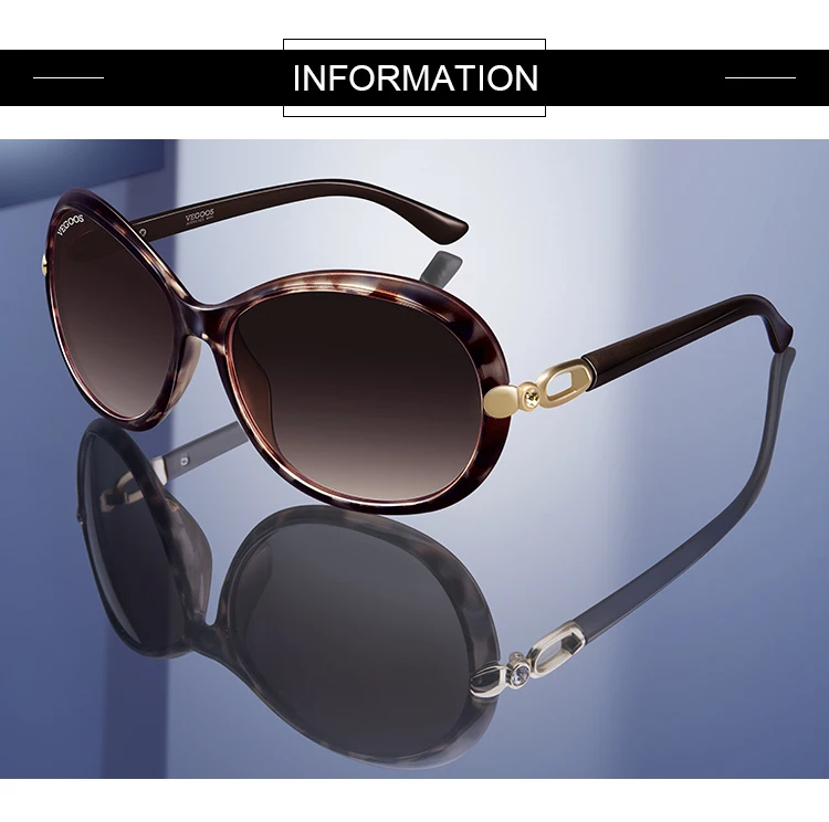 VEGOOS Ladies Designer Sunglasses Polarized 100% UV Protection Fashion Retro Oversized Shades for Women Small Faces #9021 black sunglasses women
