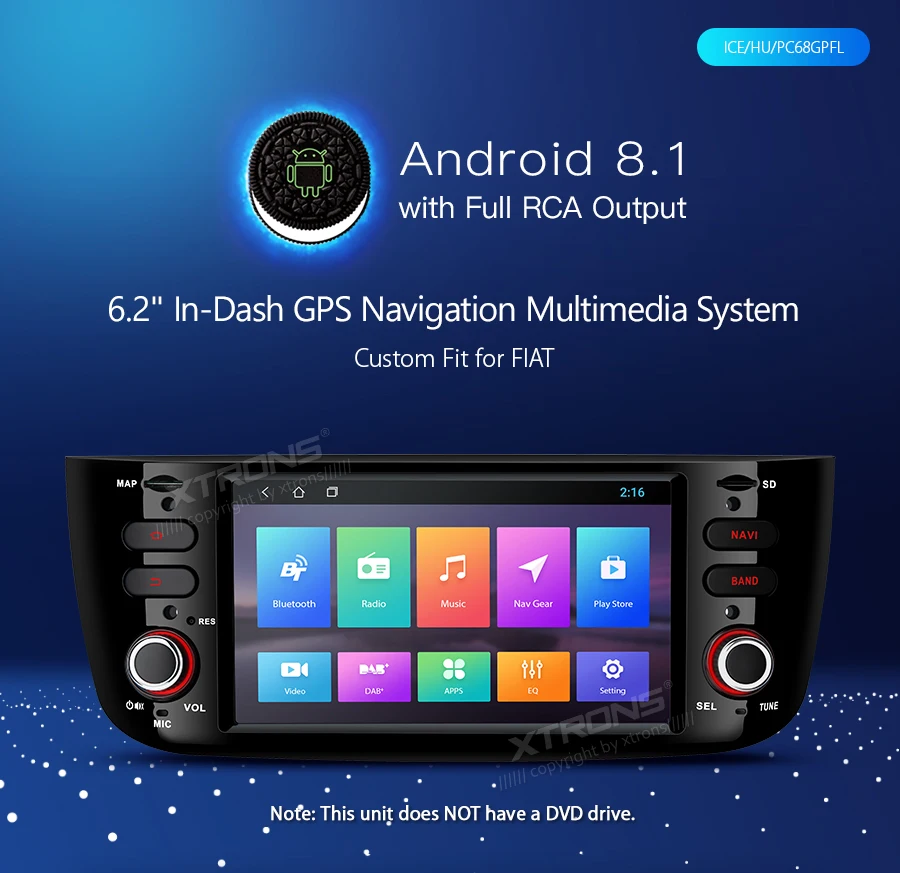 Clearance XTRONS 6.2" Android 8.1 Car DVD Player for FIAT Punto 199 310 / Linea 323 2012 2013 2014 2015 2016 Radio GPS WiFi TPMS USB SD 0