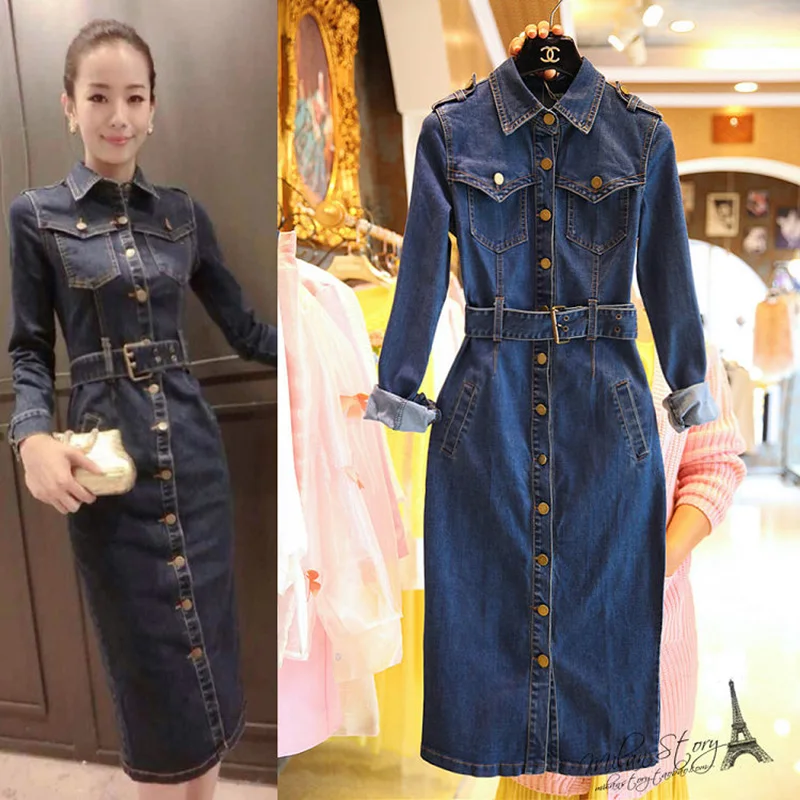 

Women Denim Dress Slim Casual Party Club Work Office Jeans Dresses Plus Size Ladies Robe Vestidos