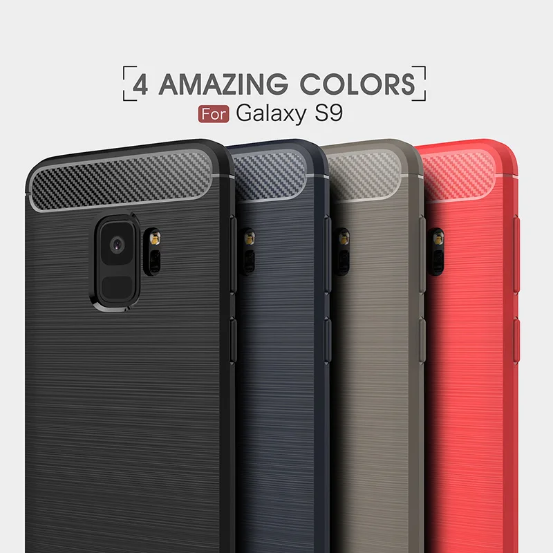 

1Pcs Luxury Mobile Phone Cases for Samsung Galaxy S9 Silicone Drop Protection Gel carbon fiber Soft Shell