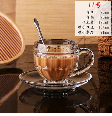 Японский стиль Творческий прозрачный стеклянный набор термостойкие ленты Кофе Молоко чай чашка и блюдо бытовой - Цвет: 11