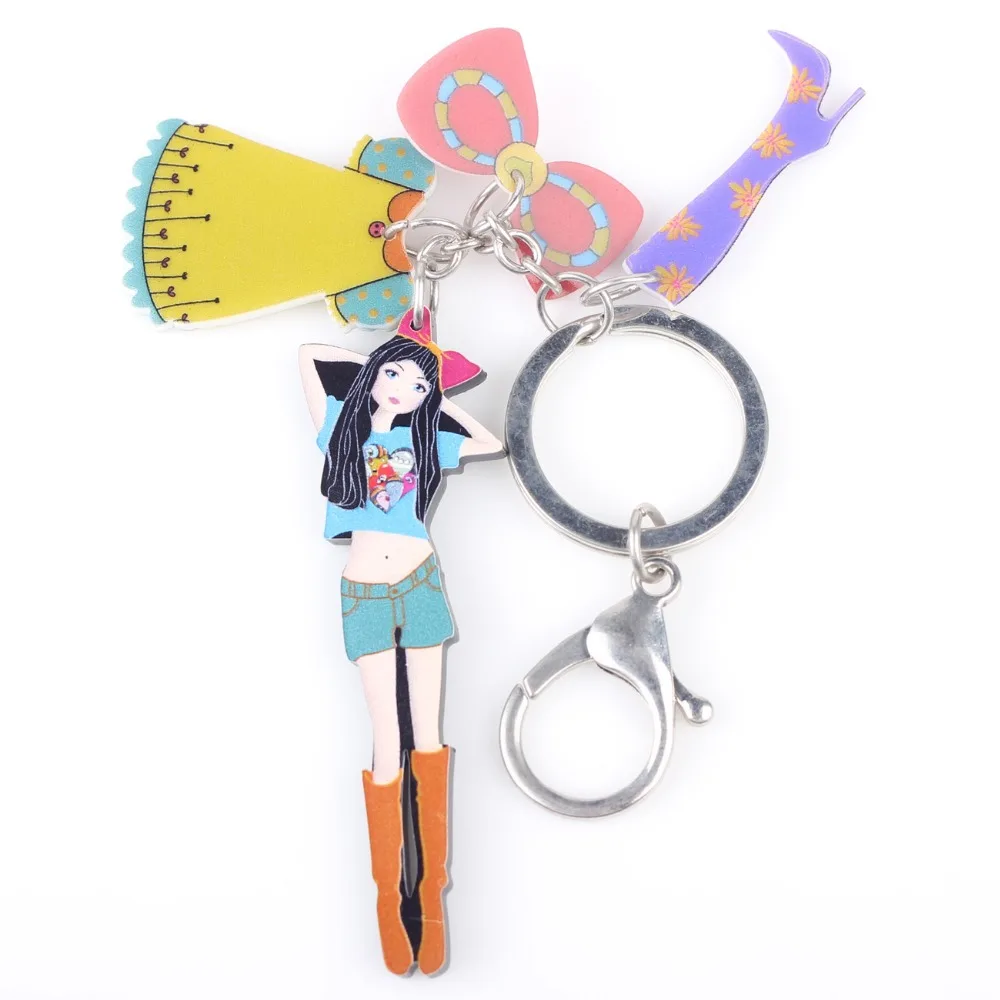 

Bonsny 2015 Newest Cute Girl Marvel Acrylic Key Chain For Keys Women Girl Decorative Keychain Charm Pendant Jewelry Aceessories