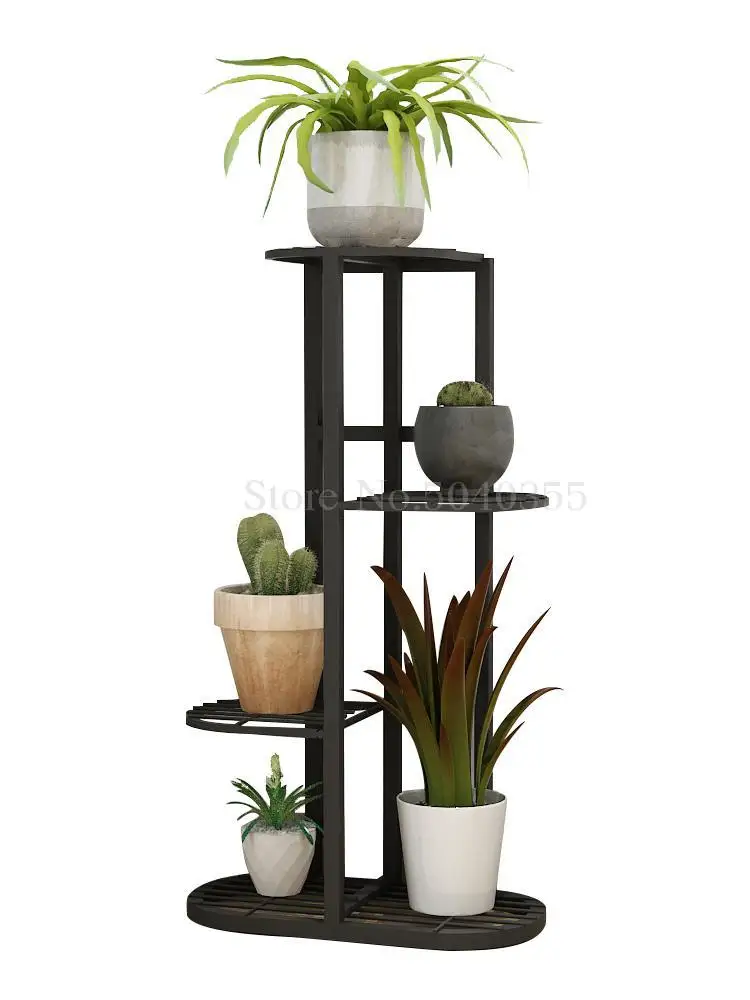 Wrought iron balcony living room interior modern decoration floor-standing multi-layer flower shelf storage flower pot shelf